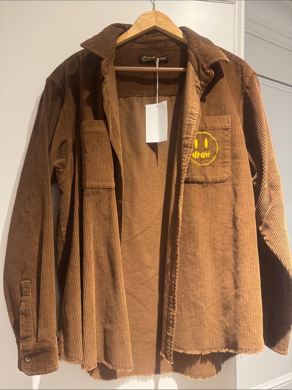 drew house Brown Corduroy Shirt Jacket with Yellow Logo